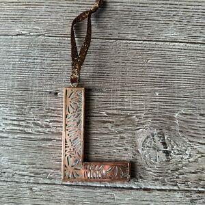 Anthropologie Gold Holiday Ornament Letter L